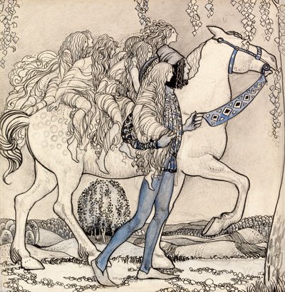 Lo condusse per le briglie e in quel modo attraversarono la foresta da John Bauer